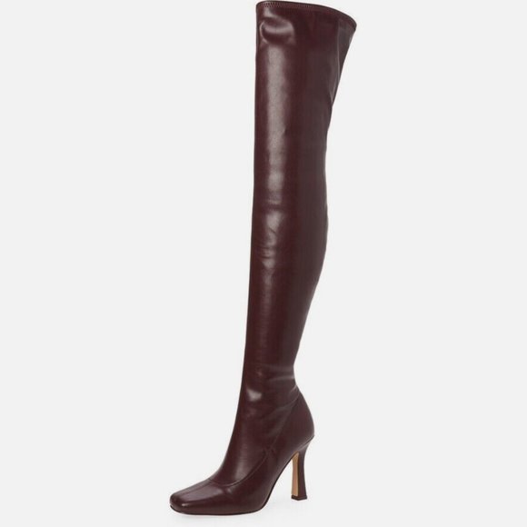NWT Steve Madden Prowl Burgundy Faux Leather Thigh High Over Knee Boots 6.5 - Picture 2 of 9